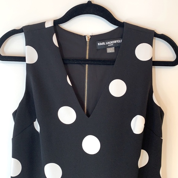 Karl Lagerfeld Paris Size 4 Polka Dot V-Neck Wide Legged Jumpsuit - Picture 6 of 16